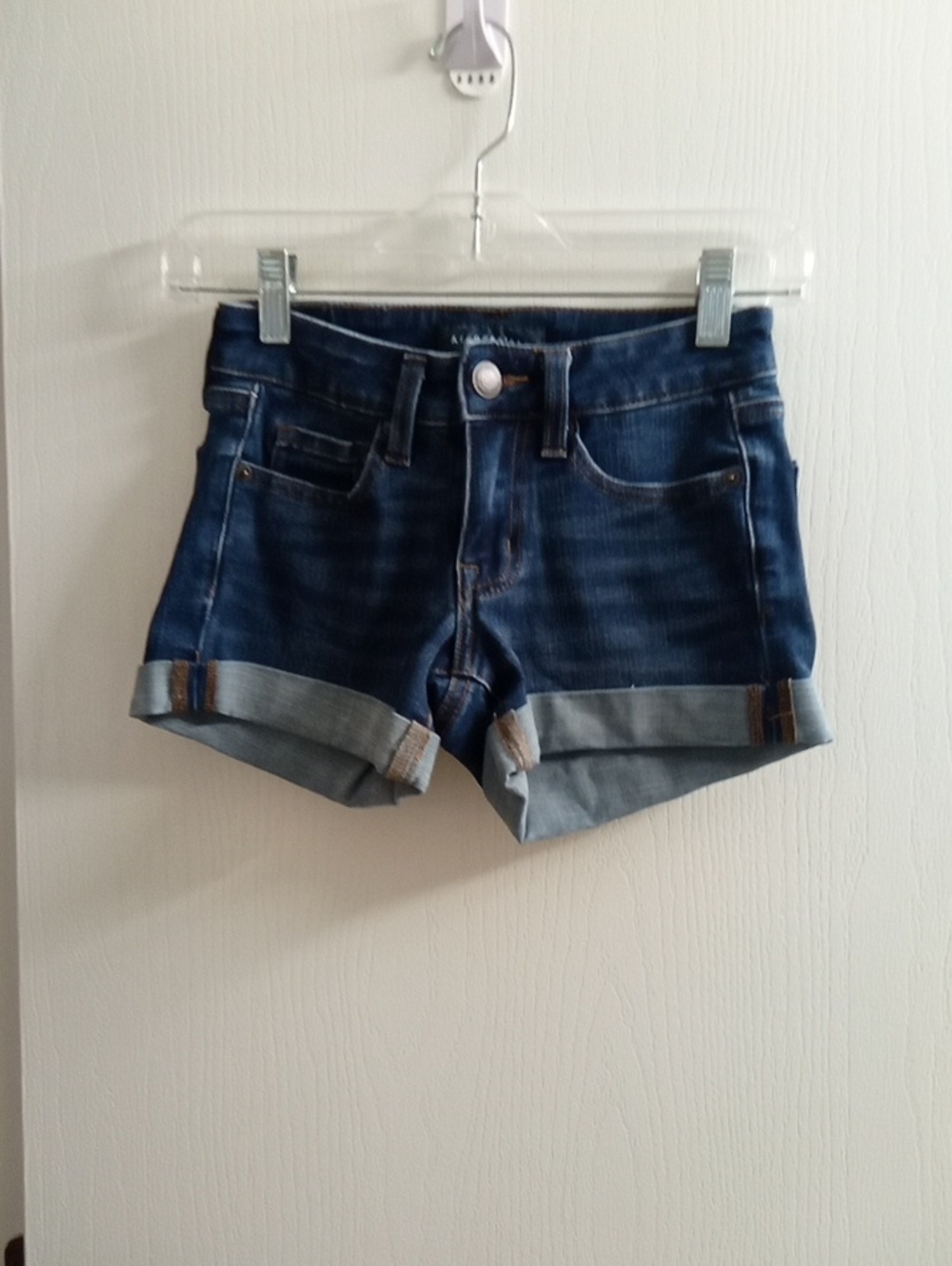 Women's Dark Blue Rolled Hem Denim Shorts